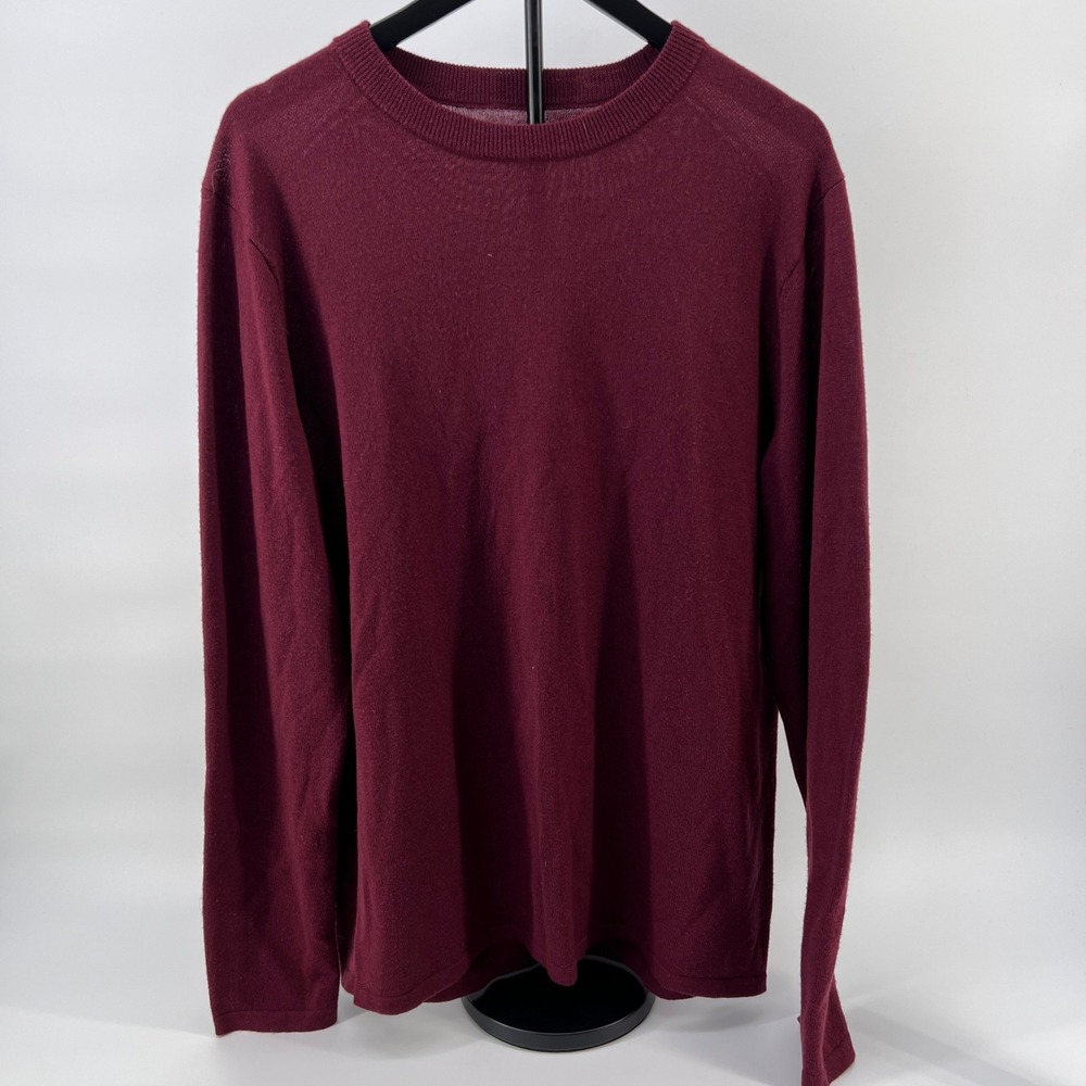 Artefact Mens 100% Merino Wool Crewneck Sweater Wine Burgundy Large **Flaws**‎